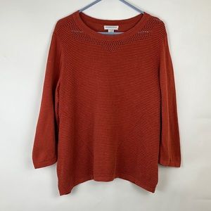CHRISTOPHER & BANKS pullover sweater shirt orange ribbed texture orange …